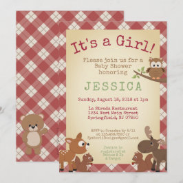 Invitación Woodland Animals It's a chica!
