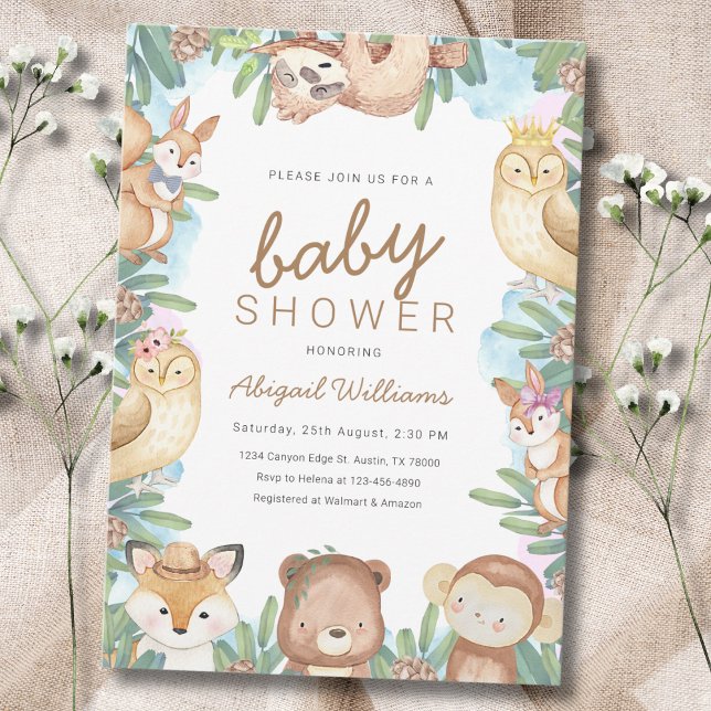Invitación Woodland Animals Jungle Fiesta Baby Shower (Subido por el creador)