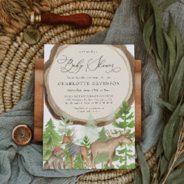 Invitación Woodland Animals Lumberjack Rustic Boy Baby Shower