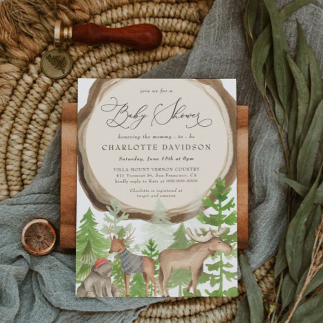 Invitación Woodland Animals Lumberjack Rustic Boy Baby Shower (Subido por el creador)
