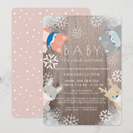 Invitación Woodland Animals Máscara Impulsión rosa por Baby S