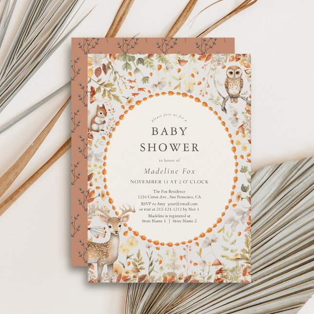 Invitación Woodland Animals Mushroom Forest Baby Shower (Subido por el creador)