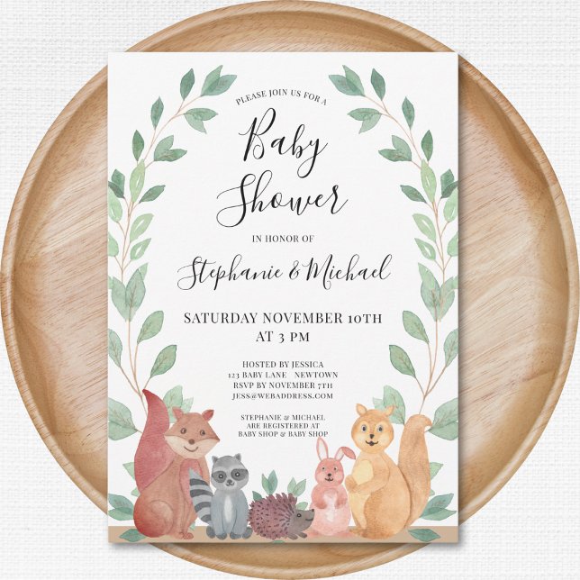 Invitación Woodland Animals Parejas Baby Shower (Subido por el creador)