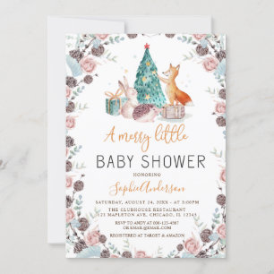 Invitación Woodland Animals Pine Tree Navidad Baby Shower