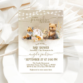 Invitación Woodland Animals Pumpkin Fall Floral Baby Shower