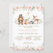 Woodland Animals Rubor Floral Baptism Christening