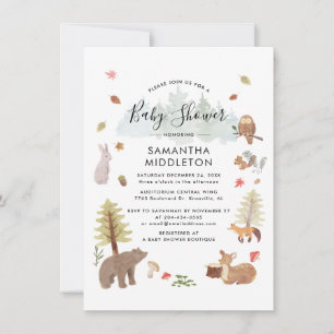 Invitación Woodland Animals Rustic Boys Baby Shower