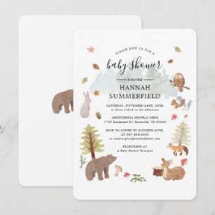Invitación Woodland Animals Rustic Boys Baby Shower