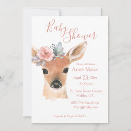 Invitación Woodland Animals Rustic Deer Watercolor Baby