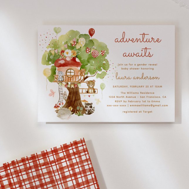 Invitación Woodland Animals Tree House Adventure Baby Shower (Subido por el creador)