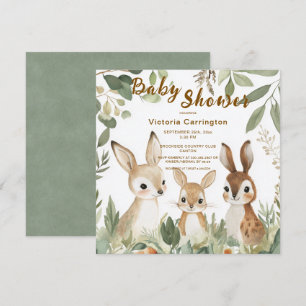 Invitación Woodland Animals Watercolor Baby Shower