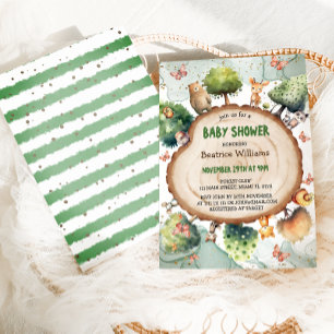 Invitación Woodland Animals Watercolor Baby Shower