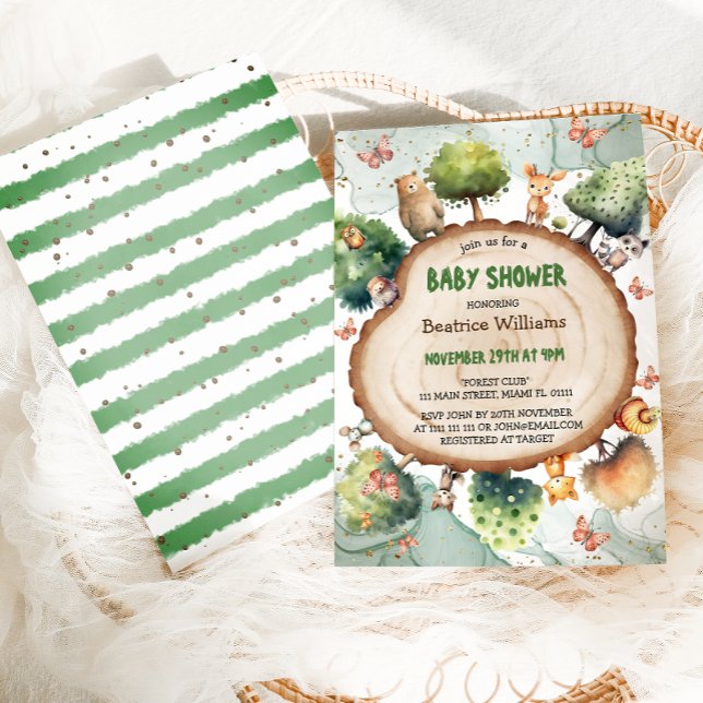 Invitación Woodland Animals Watercolor Baby Shower (Subido por el creador)