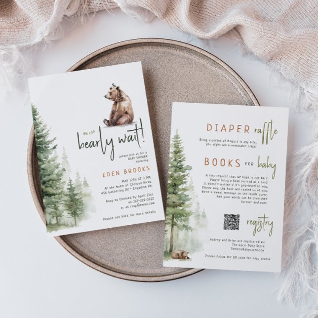 Invitación Woodland Animals "We Can Bearly Wait!" All in One  (Subido por el creador)