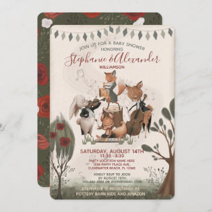 Invitación Woodland Animals Whimsical Watercolor Baby Shower