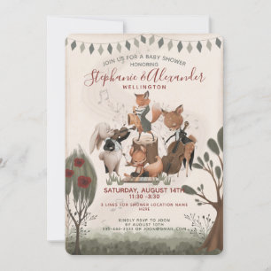 Invitación Woodland Animals Whimsical Watercolor Baby Shower