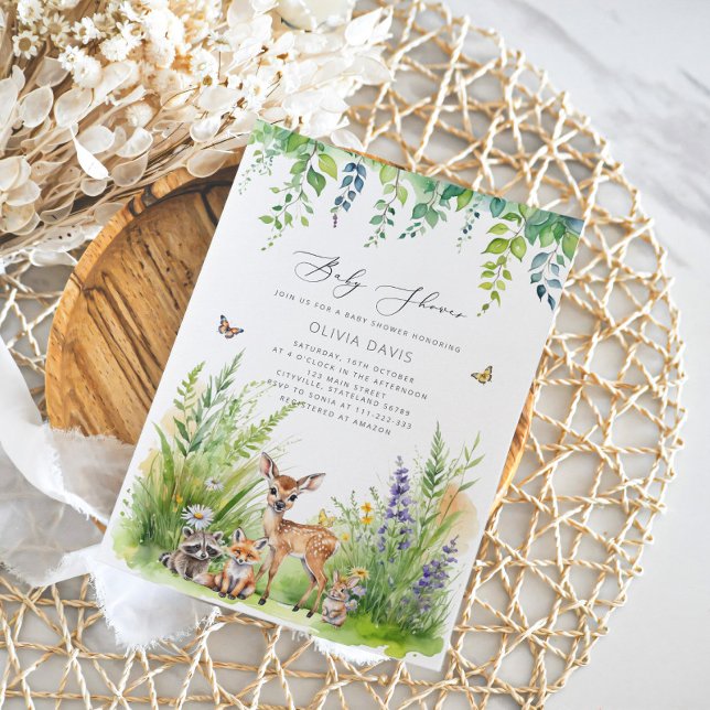 Invitación Woodland Animals Wild One Baby Shower (Subido por el creador)