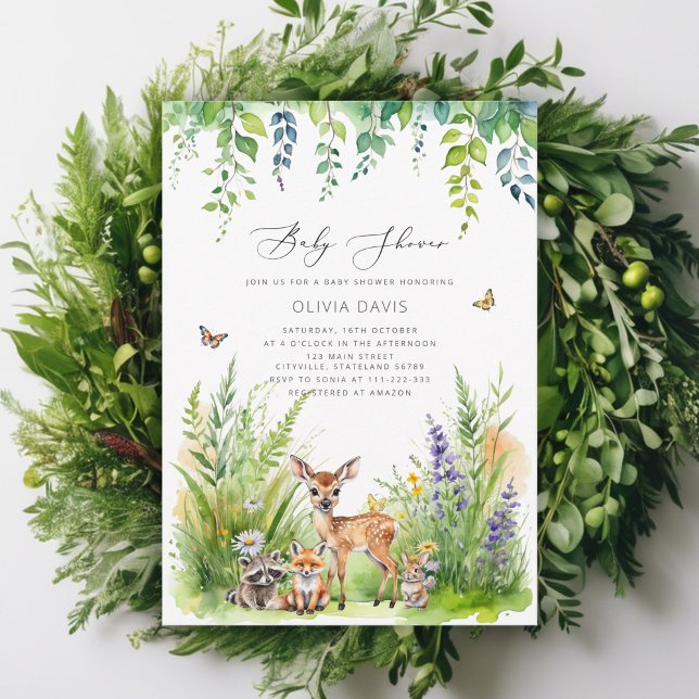 Invitación Woodland Animals Wild One Baby Shower (Subido por el creador)
