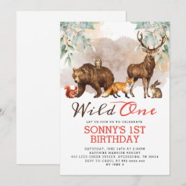 Invitación Woodland Animals Wild One Birthday Party