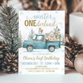Invitación Woodland Animals Winter Onederland 1st Birthday In
