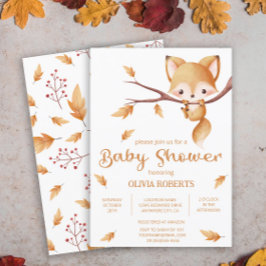 Invitación Woodland Autumn Baby Fox Baby Shower