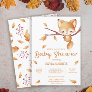 Invitación Woodland Autumn Baby Fox Baby Shower