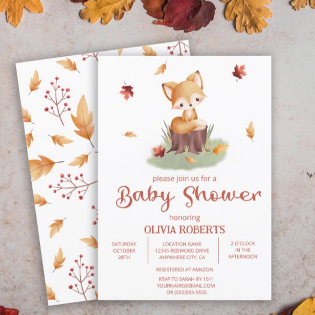 Invitación Woodland Autumn Baby Fox Baby Shower (Subido por el creador)