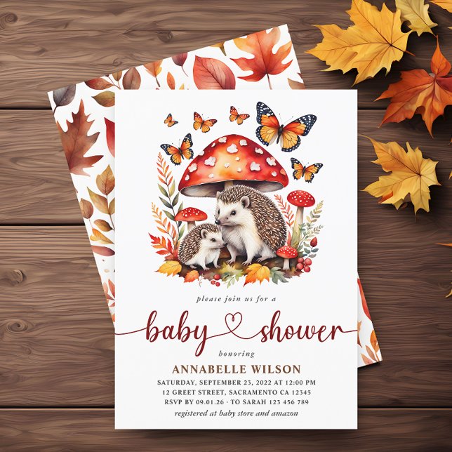 Invitación Woodland Autumn Hedgehog Baby Shower (Subido por el creador)