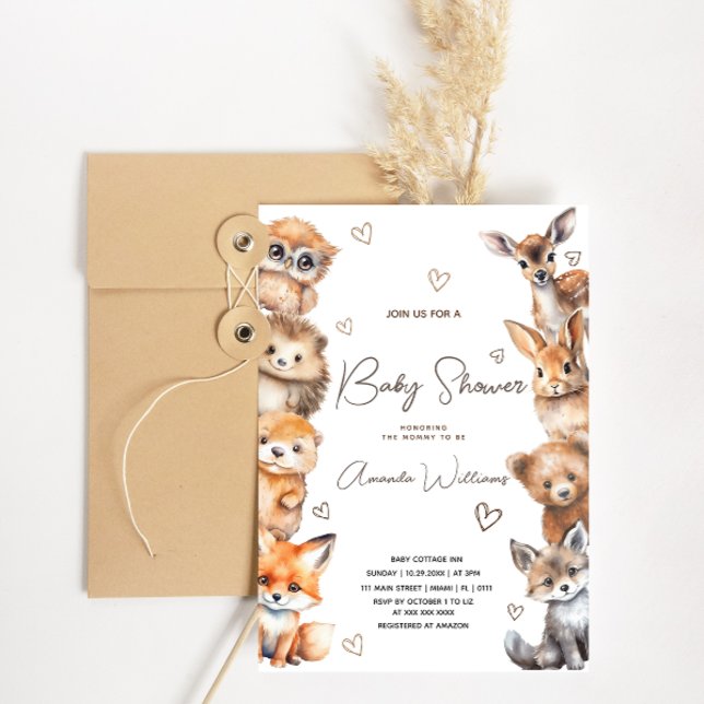Invitación Woodland Baby Animals Género Neutral Baby Shower (Subido por el creador)