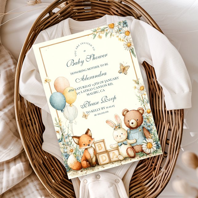 Invitación Woodland Baby Friends Baby Shower (Subido por el creador)