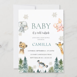 Invitación Woodland Baby It's Cold fuera de Baby Shower