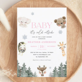 Invitación Woodland Baby It's Frío fuera del Chica Baby Showe