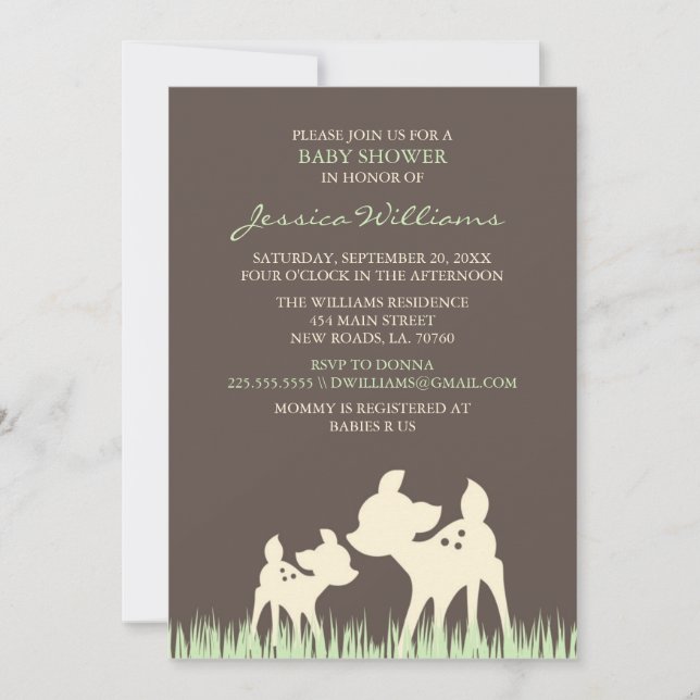 Invitación Woodland Baby Shower (Anverso)