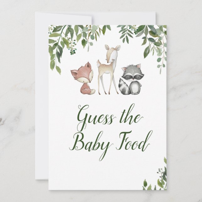 Invitación Woodland Baby Shower - Adivinen el juego de la com (Anverso)
