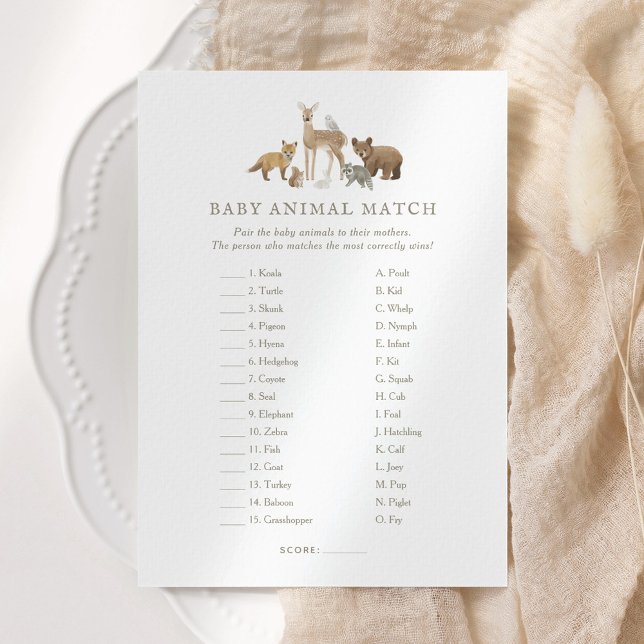 Invitación Woodland Baby Shower Baby Match (Subido por el creador)
