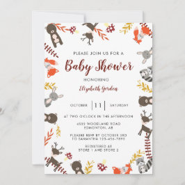 Invitación Woodland Baby Shower Cute animales forestales neut