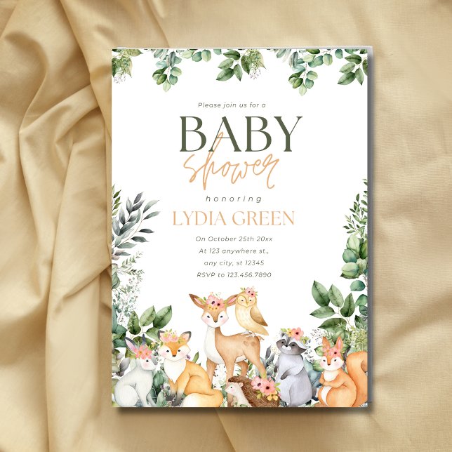 Invitación Woodland Baby Shower Greenery Baby Shower Rustic (Subido por el creador)