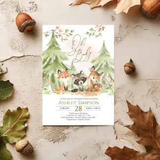 Invitación Woodland Baby Shower Greenery Forest Invita