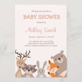 Invitación Woodland Baby Shower invita a Animals Forest