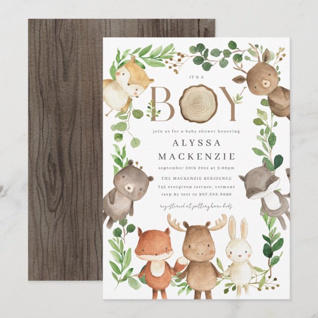Invitación Woodland Baby Shower Invitation (Anverso / Reverso)