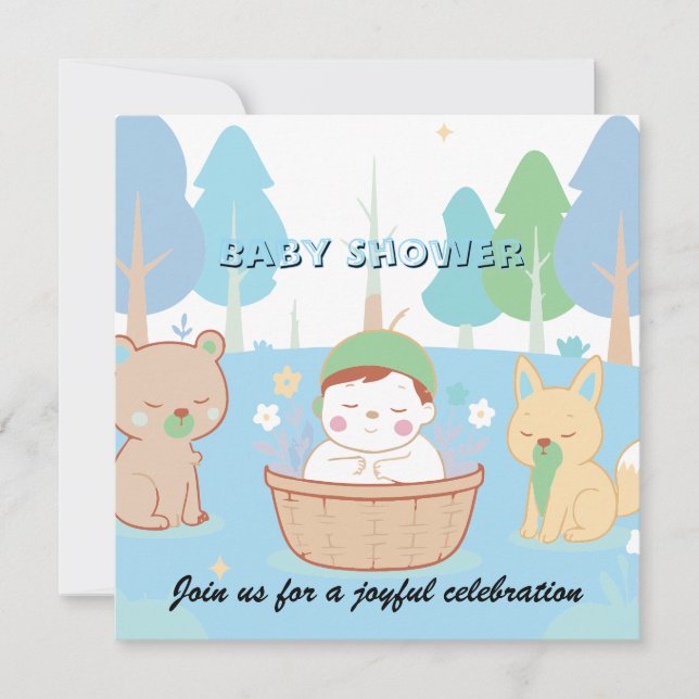 Invitación Woodland Baby Shower Invitation  (Anverso)