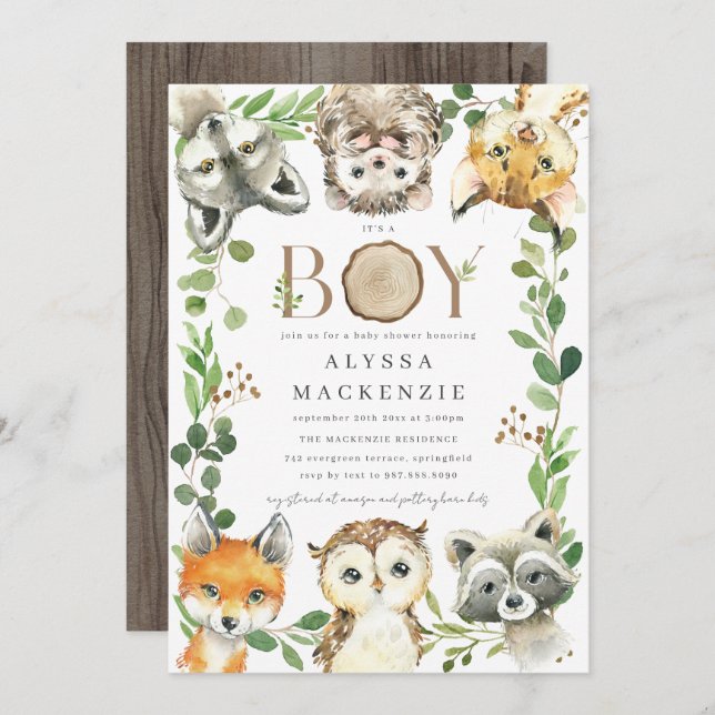 Invitación Woodland Baby Shower Invitation (Anverso / Reverso)