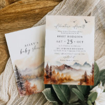 Woodland Baby Shower Invitation Boy Fall Mountains