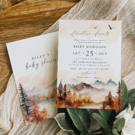 Invitación Woodland Baby Shower Invitation Boy Fall Mountains