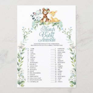 Invitación Woodland Baby Shower Match The Baby Animals
