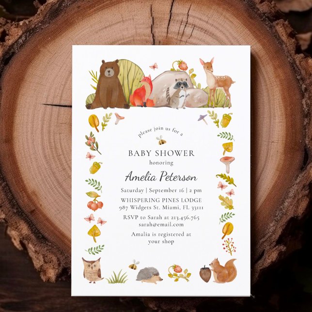 Invitación Woodland Baby Shower Watercolor (Subido por el creador)
