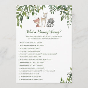 Invitación Woodland Baby Shower What's Mommy Wearing Game 5x7