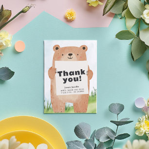 Invitación Woodland Bear Baby Shower Gratitude gracias