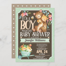 Invitación Woodland Bear Baby Shower Invitation Boy