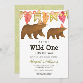 Invitación Woodland Bear Fiesta Baby Shower Wild One